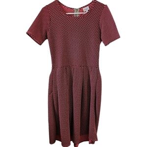 Lularoe Amelia hot pink black polka dot Rockabilly rare print sz medium